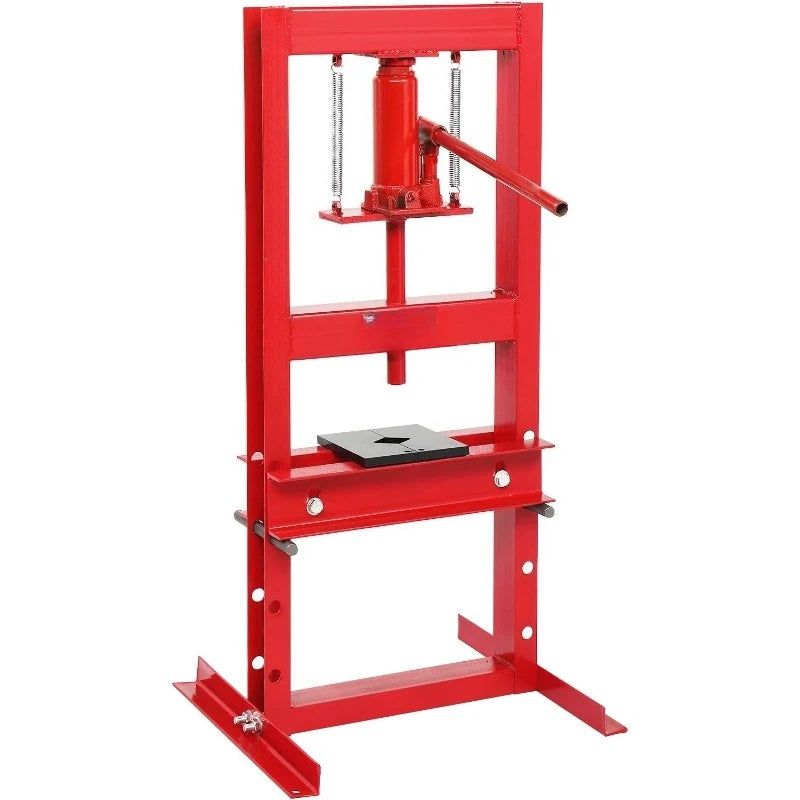 6Ton Hydraulic Shop Press With Press Plates, H-Frame Adjustable Working Table Height Garage Benchtop Press, 18.9”L X 15