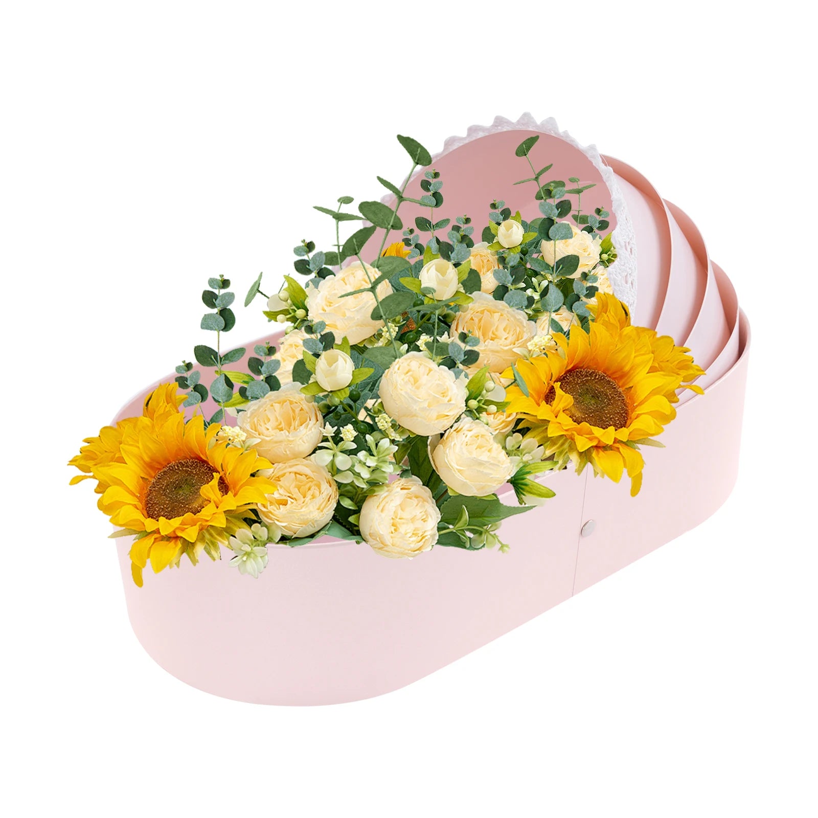 10pcs Pink Small Cradle Gift Box—33.5x17.5x8cm, Handmade Paperboard, Lace&Bow, 1.5kg Load-Bearing for Baby Showers/Weddings