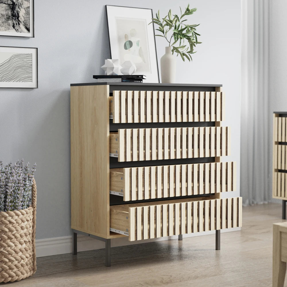 4 Drawer Storage Cabinet,Freestanding Cabinet,Bedroom Clothing Storage,Large Capacity,Modern Minimalist
