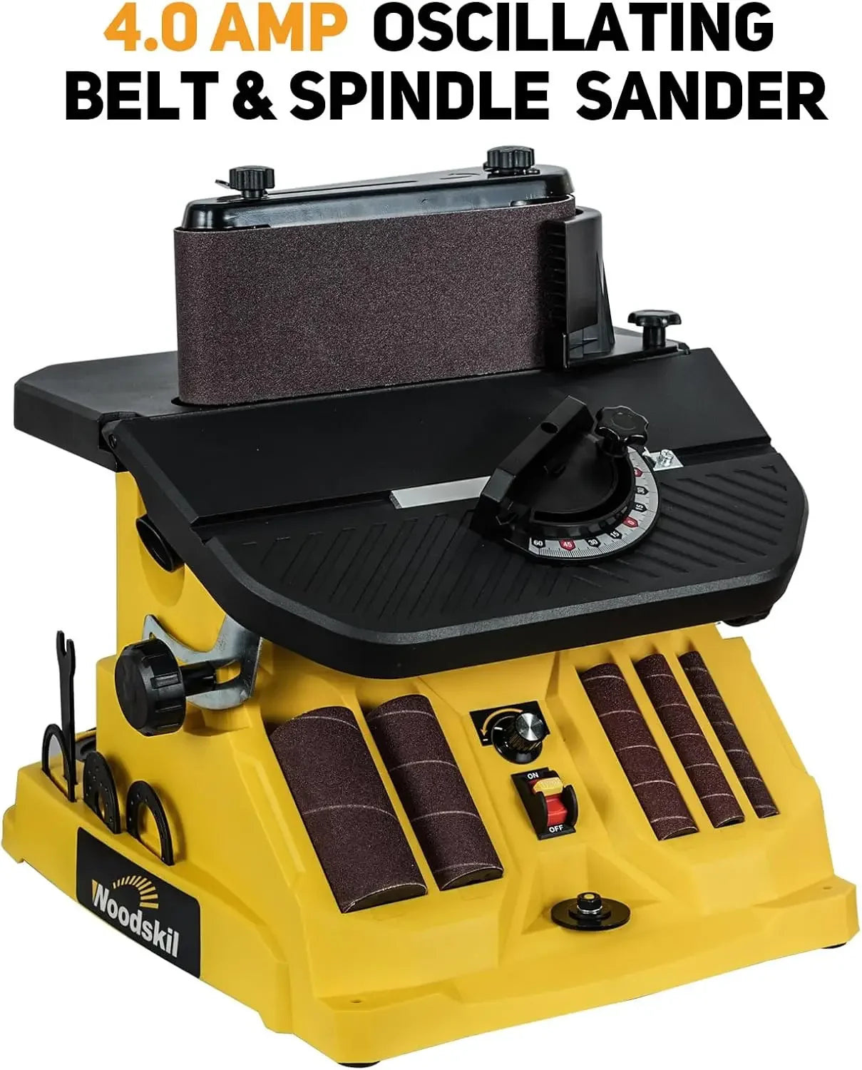 4A Variable Speed Oscillating Belt and Spindle Sander - 4x24” Belt, 5 Sanding Sleeves,