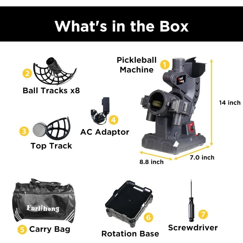 3806PBH Pickleball Machine With Oscillating Base, Adjustable Speed, Auto Swing Launch Port, Battery/AC Powered, Suitable
