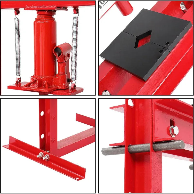 6Ton Hydraulic Shop Press With Press Plates, H-Frame Adjustable Working Table Height Garage Benchtop Press, 18.9”L X 15