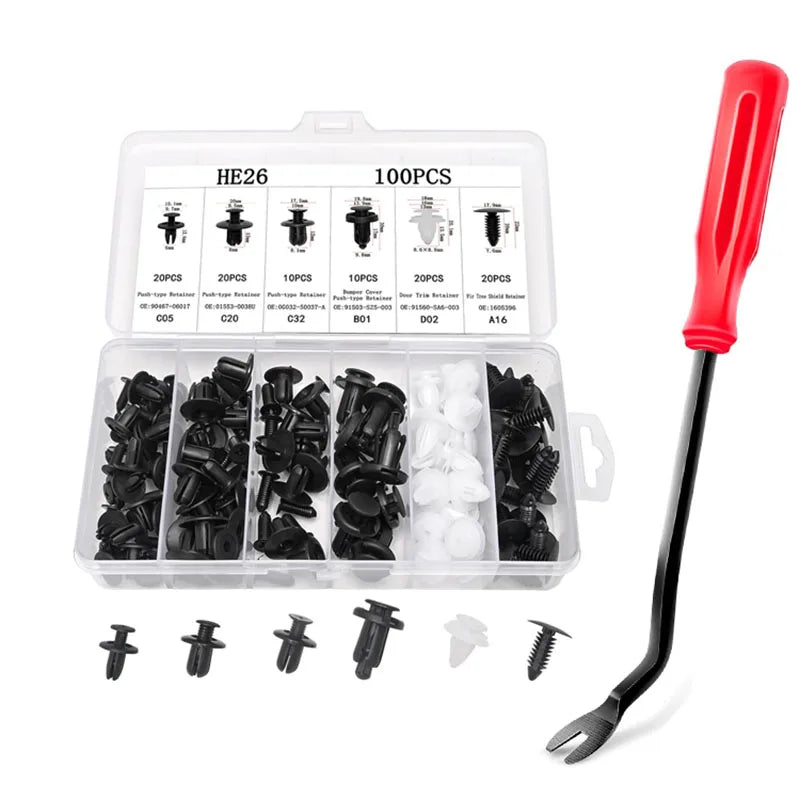 Auto Fastener Clip Car Fender Push Retainer Pin Rivet Bumper for Door Trim Panel Retainer Fastener Kit, Bag/Box Package 50/100pc