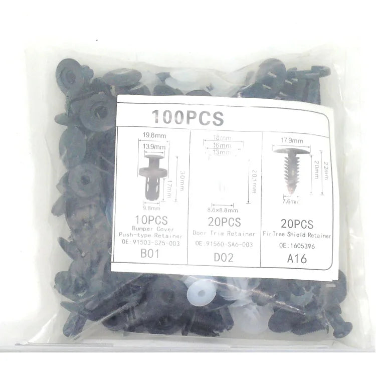 Auto Fastener Clip Car Fender Push Retainer Pin Rivet Bumper for Door Trim Panel Retainer Fastener Kit, Bag/Box Package 50/100pc