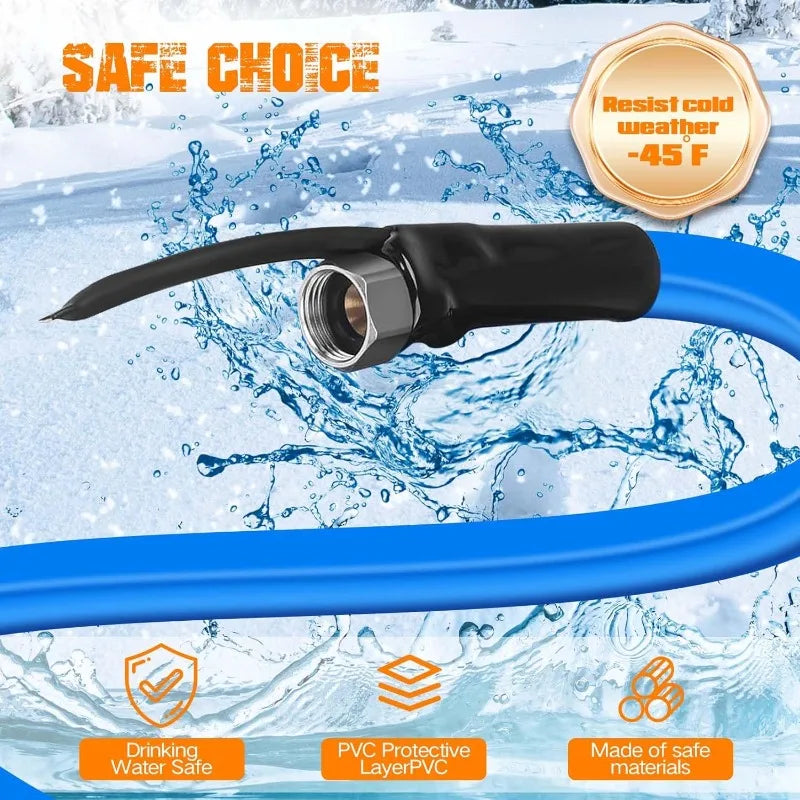 50FT Heated Water Hose -45 ℉ Antifreeze Drinking Garden Hose, RV Accessory