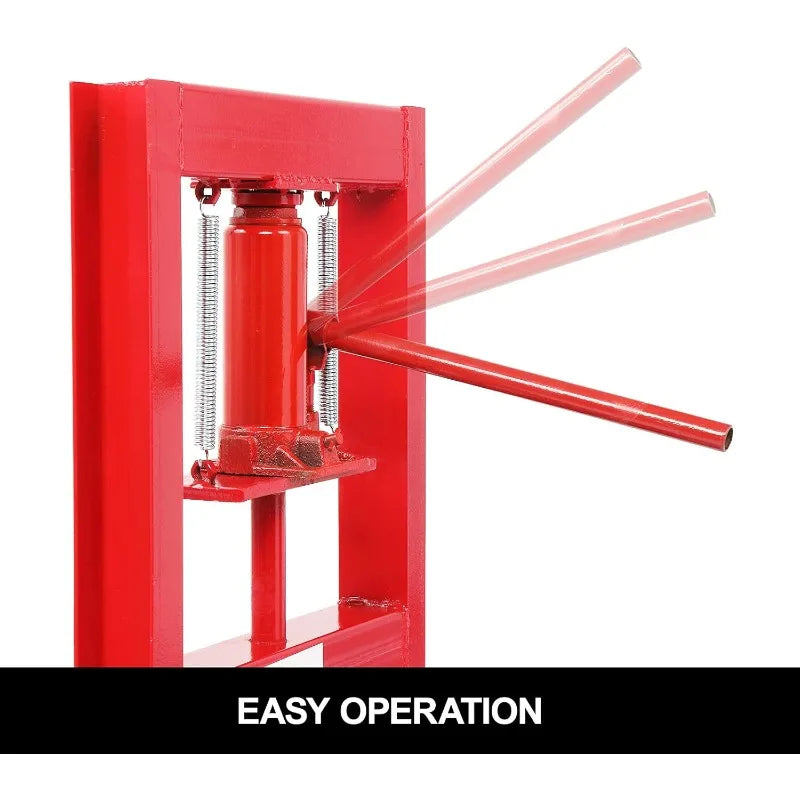 6Ton Hydraulic Shop Press With Press Plates, H-Frame Adjustable Working Table Height Garage Benchtop Press, 18.9”L X 15