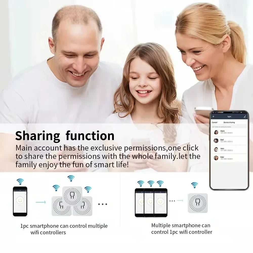 16A Wifi Switch Mini 2-Way Control Smart Switch Works With Alexa Google Home Support Smart Life APP Timer Breaker Module