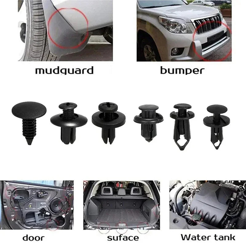 190-Piece Car Trim Fasteners Set – 6 Sizes ABS Plastic Push Rivets for Door Panels, Bumpers & Interior