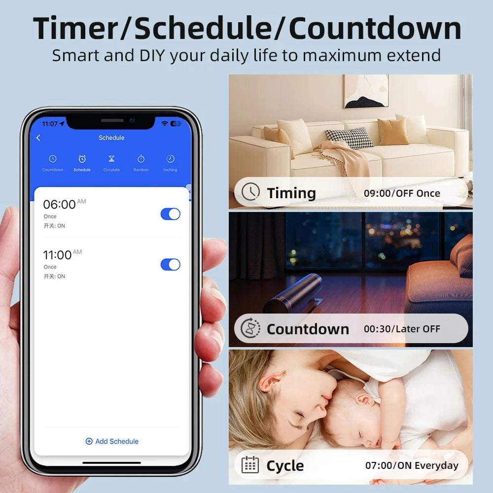 16A Wifi Switch Mini 2-Way Control Smart Switch Works With Alexa Google Home Support Smart Life APP Timer Breaker Module
