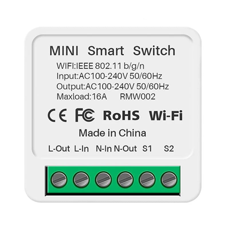 2 Way Control Tuya Mini 16A WiFi DIY Switch Smart Life App Smart Home Automation Module Interruptor Work for Alexa Google Home