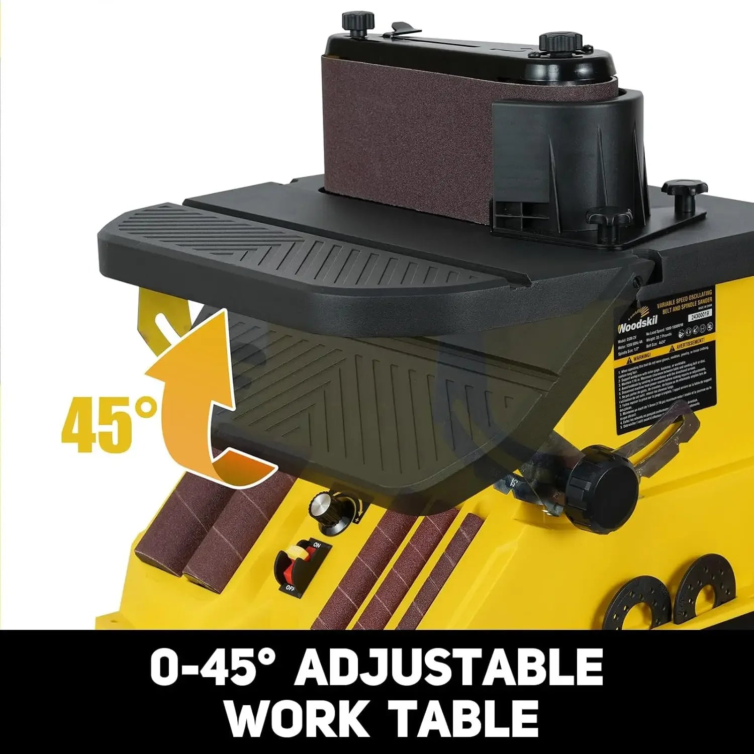 4A Variable Speed Oscillating Belt and Spindle Sander - 4x24” Belt, 5 Sanding Sleeves,