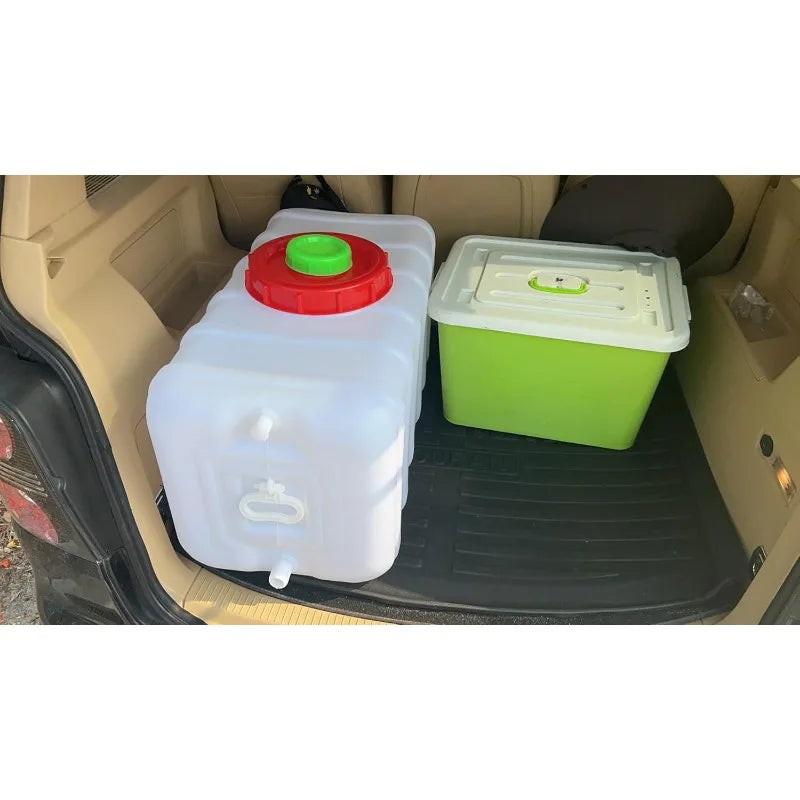20 Gallon Portable Water Tank With Spigot&Hose, Water Storage Container For Camping, RV, Truck, Emergency Preparedness