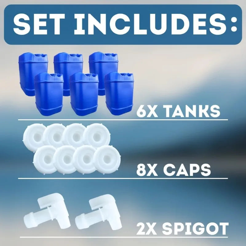 5-Gallon Stackable Water Storage Containers, 5 Gallons Each w/Lids + Spigot, Easy Fill, Survial Supply Emergency Water Storage