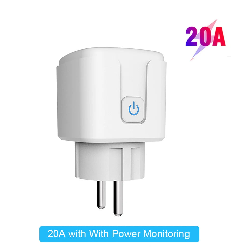 16A/20A Tuya Smart Socket WiFi ZigBee 3.0 EU Plug Power Monitor Timing Function APP Voice Control Alexa Google Home Yandex Alice