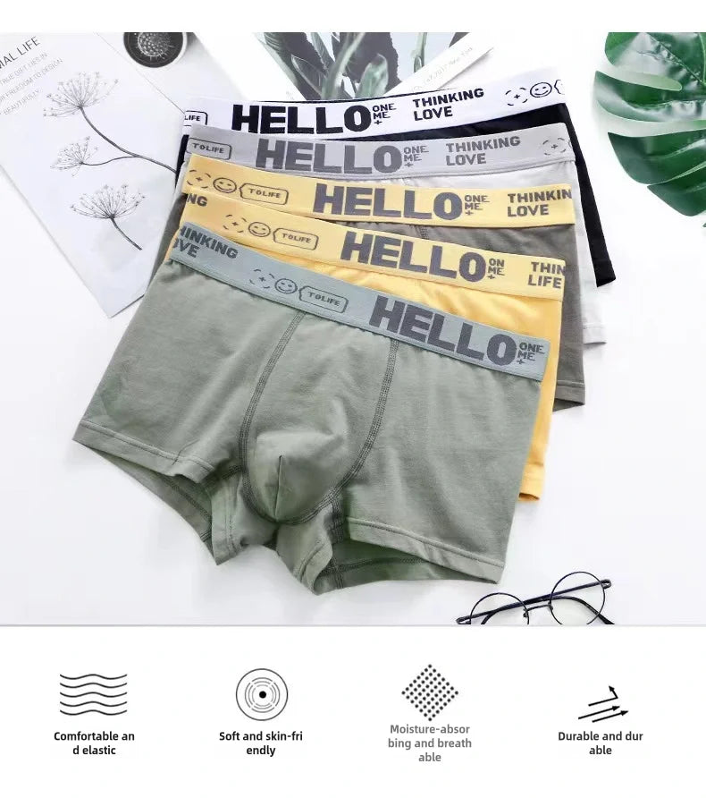 5pcs Men's Underwear, Breathable Comfy Quick Drying Stretchy Boxer Trunks, Sexy Underpants, Men's Trendy Boxer Panties