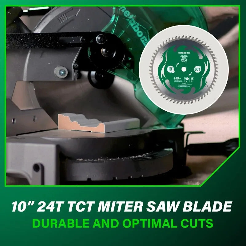 10-Inch Compound Miter Saw, 15-Amp Power Saw With Large 10-Inch Table, Precision Miter Angles, Single Bevel 0-45°