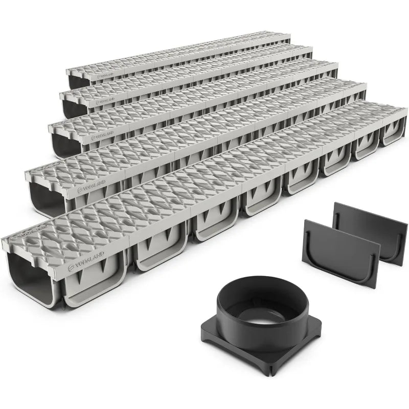 4 Inch Trench Drain System with Grate - Ivory Color - Easy 2 Channel (5)