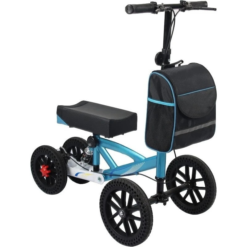 All Terrain Foldable Knee Scooter Walker, Disc Brake Knee Walker For Foot Injuries, Compact Crutches Alternative (Black)