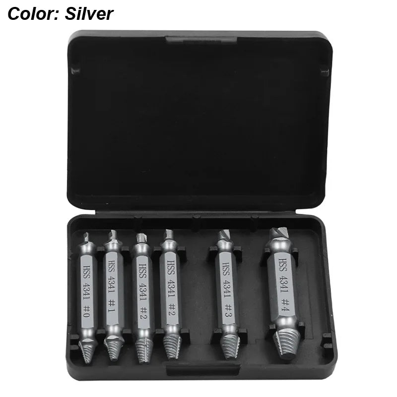 6pcs Damaged Screw Extractor Set: Double Head Screw Remover Tools for Easy Out Bolt Extractor & Broken Head Screw Removers - Hig