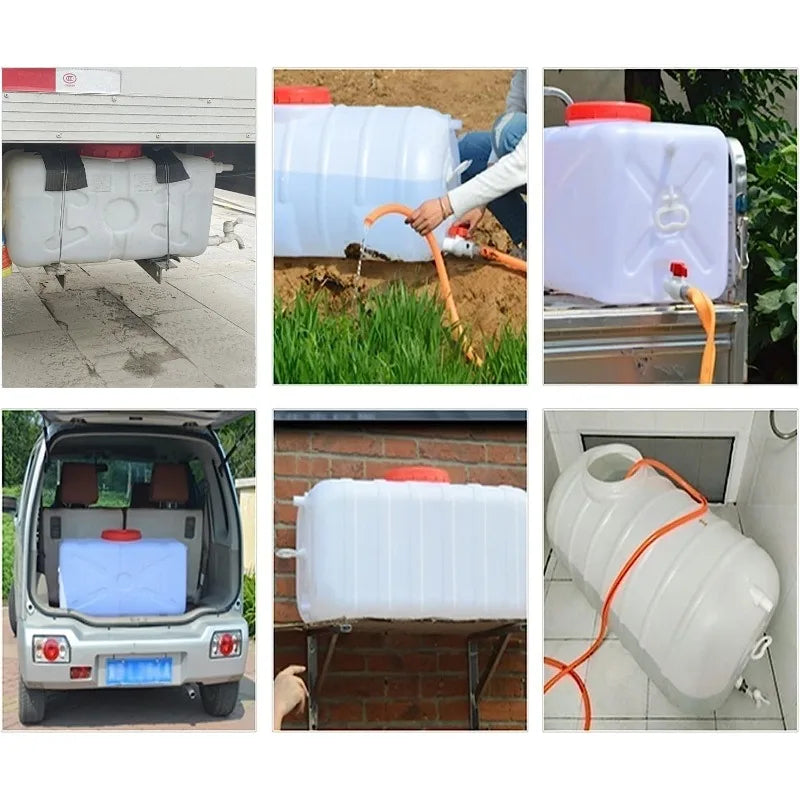 20 Gallon Portable Water Tank With Spigot&Hose, Water Storage Container For Camping, RV, Truck, Emergency Preparedness