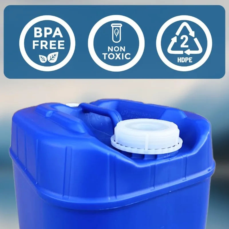 5-Gallon Stackable Water Storage Containers, 5 Gallons Each w/Lids + Spigot, Easy Fill, Survial Supply Emergency Water Storage