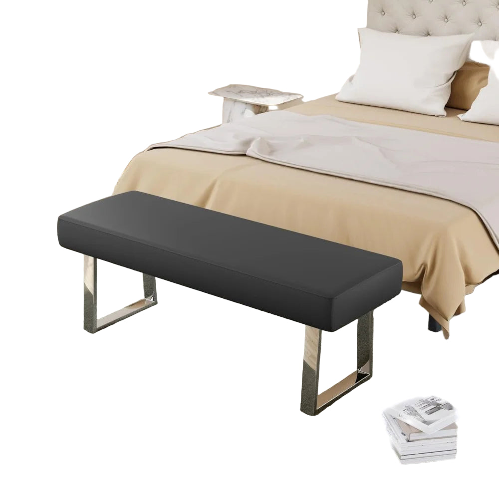 Upholstered Bedroom Bench with Metal Legs