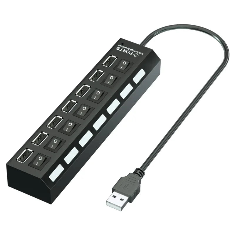 7-Port USB Splitter with Power Multi-Port Hub