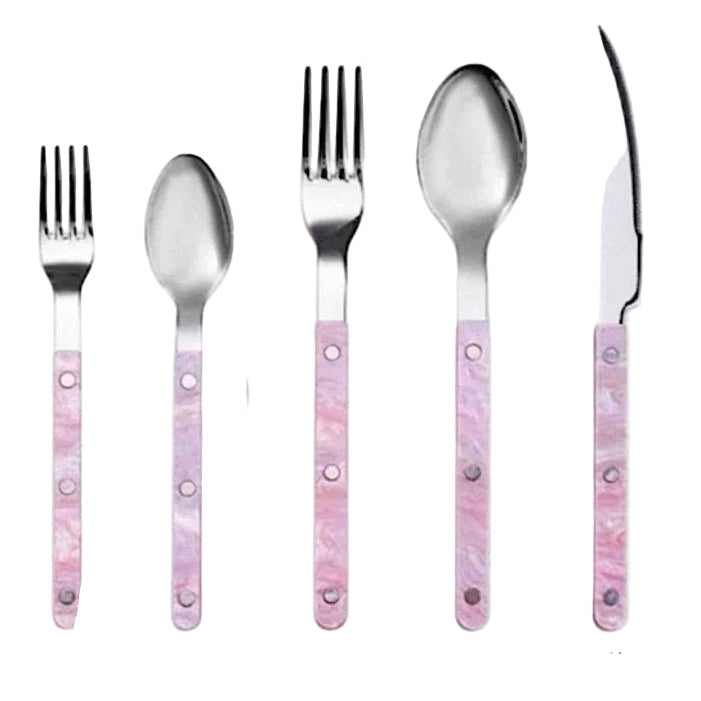 Set of 10 Sleek Modern Pinky Elegant Salt Lake Flatware Cutlery