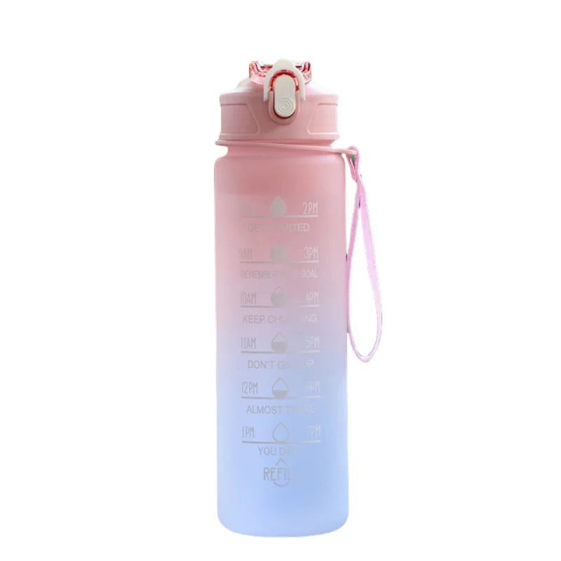 Sports Water Bottle with Time-Tracking Straw