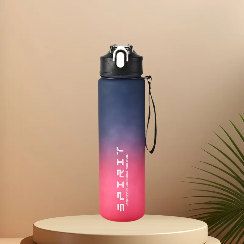 Sports Water Bottle with Time-Tracking Straw