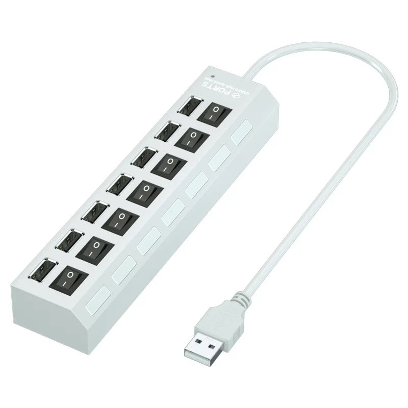 7-Port USB Splitter with Power Multi-Port Hub
