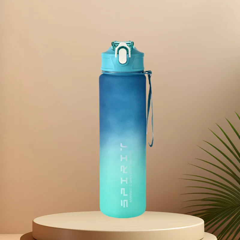 Sports Water Bottle with Time-Tracking Straw