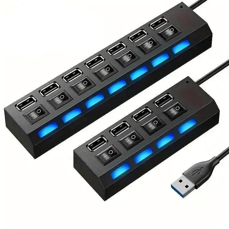 7-Port USB Splitter with Power Multi-Port Hub