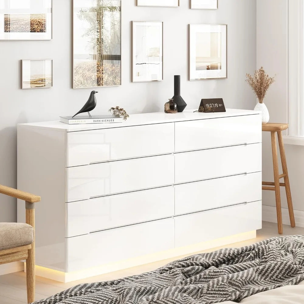 8-Drawer Double Dresser with LED Light