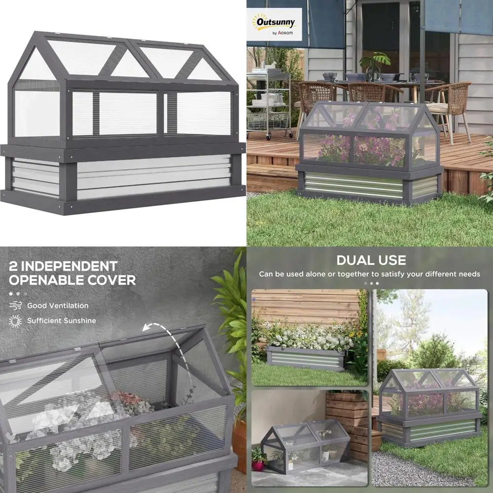Raised Garden Bed with Polycarbonate Greenhouse