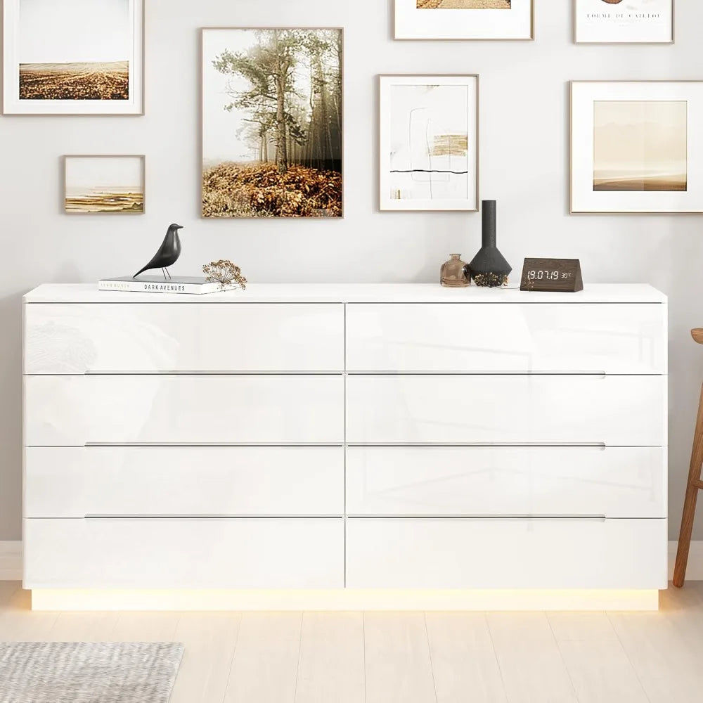 8-Drawer Double Dresser with LED Light