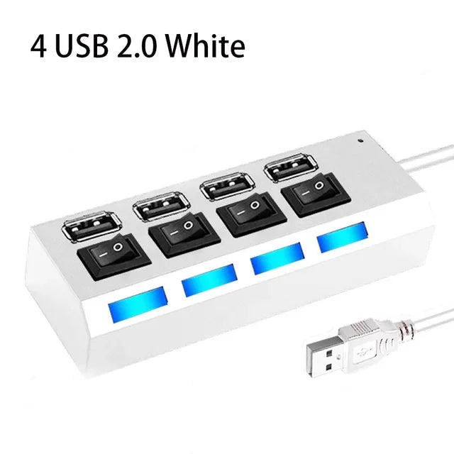 7-Port USB Splitter with Power Multi-Port Hub