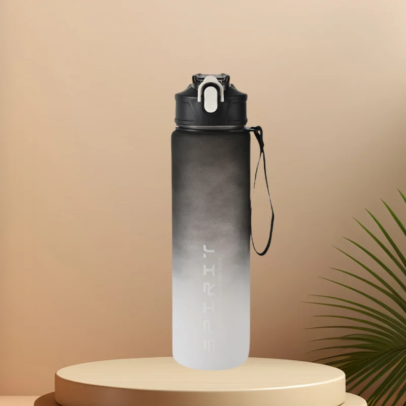 Sports Water Bottle with Time-Tracking Straw