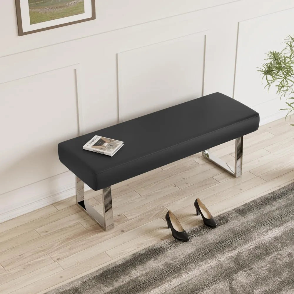 Upholstered Bedroom Bench with Metal Legs