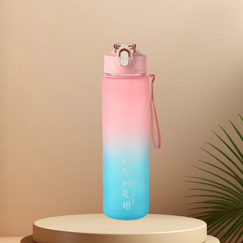 Sports Water Bottle with Time-Tracking Straw