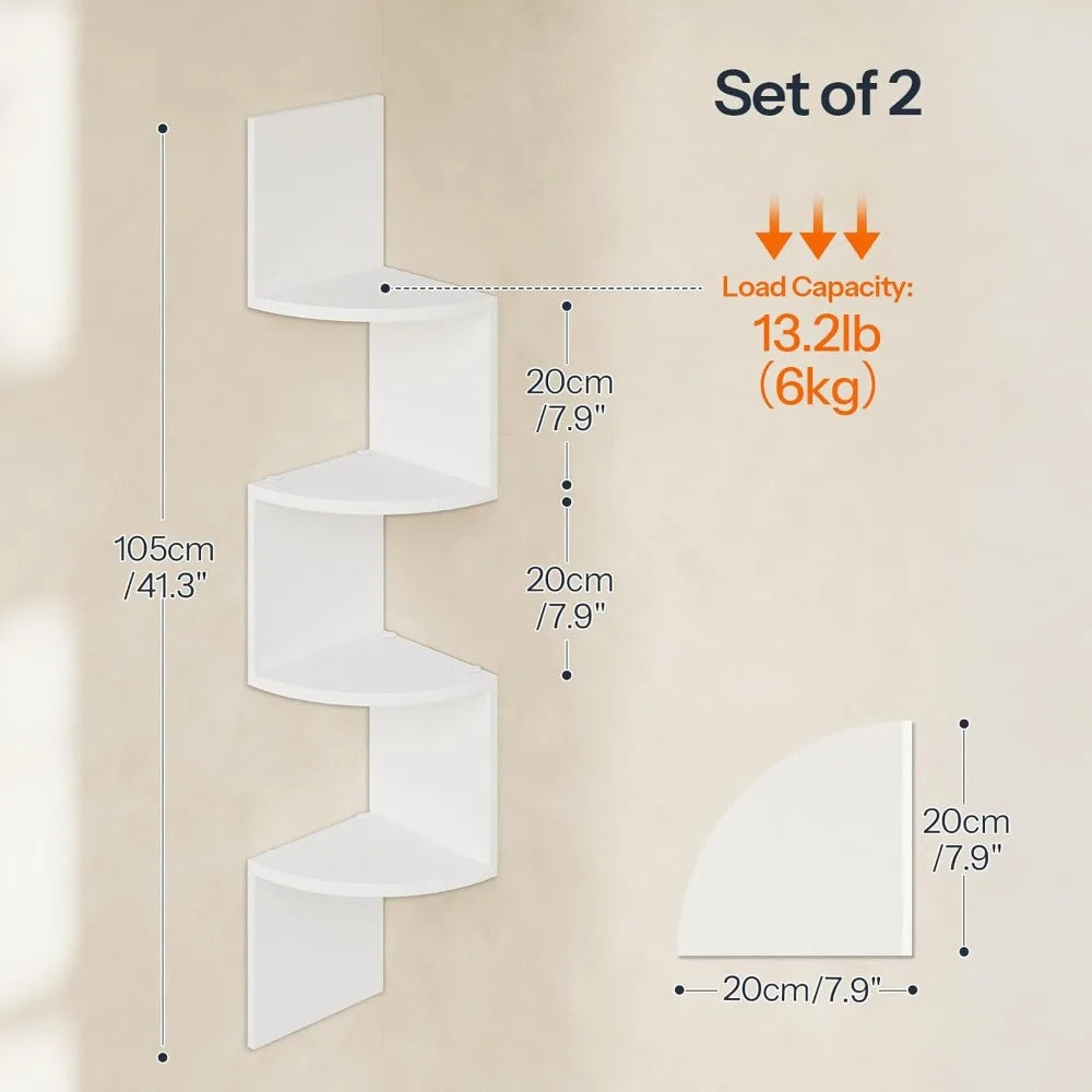 Set of 2 Floating 4-Tier Shelves