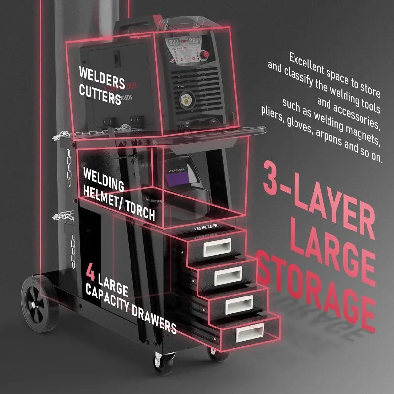 Heavy-Duty Welding Cart with 4 Drawers