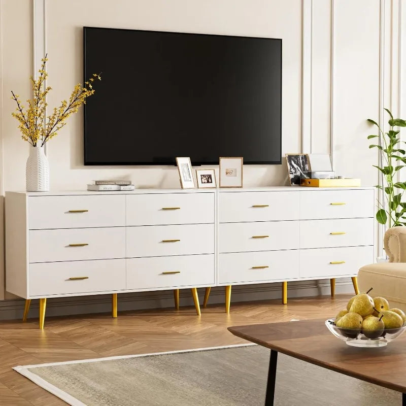 Elegant and Modern White 6-Drawer Dresser