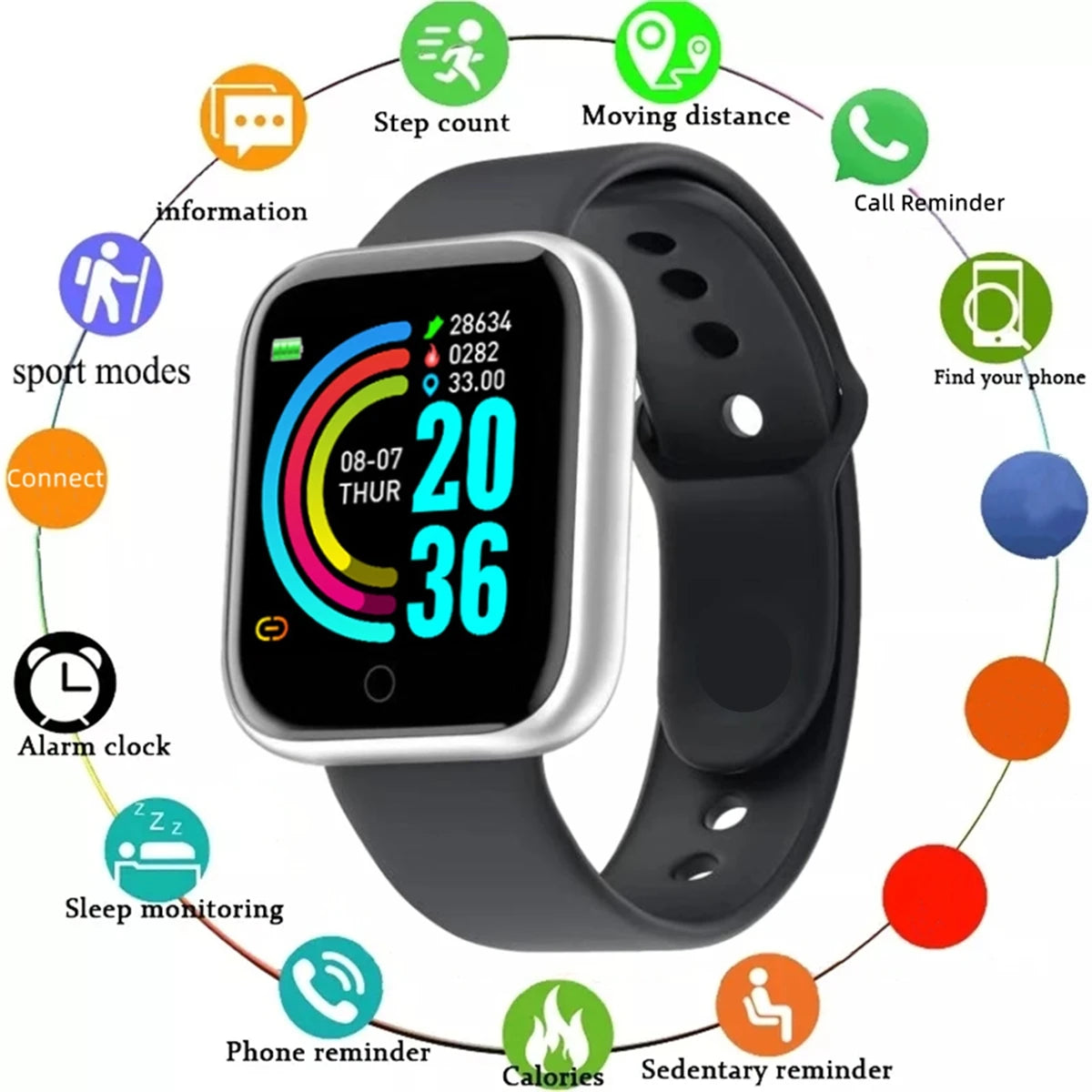 Fitness Monitor, Message Alerts, and Activity Smartwatch