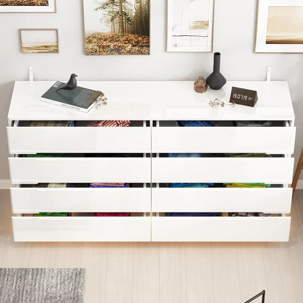 8-Drawer Double Dresser with LED Light