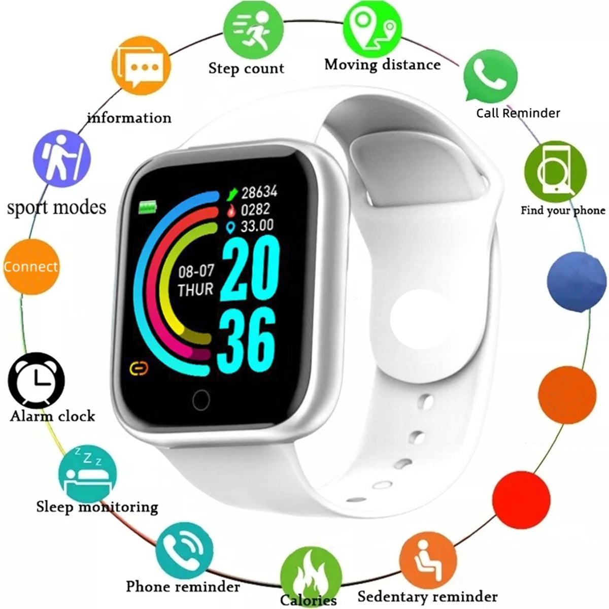 Fitness Monitor, Message Alerts, and Activity Smartwatch