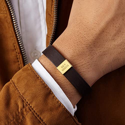 Custom Leather Bracelet Roman Numerals