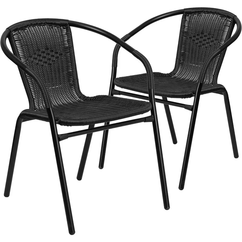 Set of 2 Modern Rattan Stack Chairs