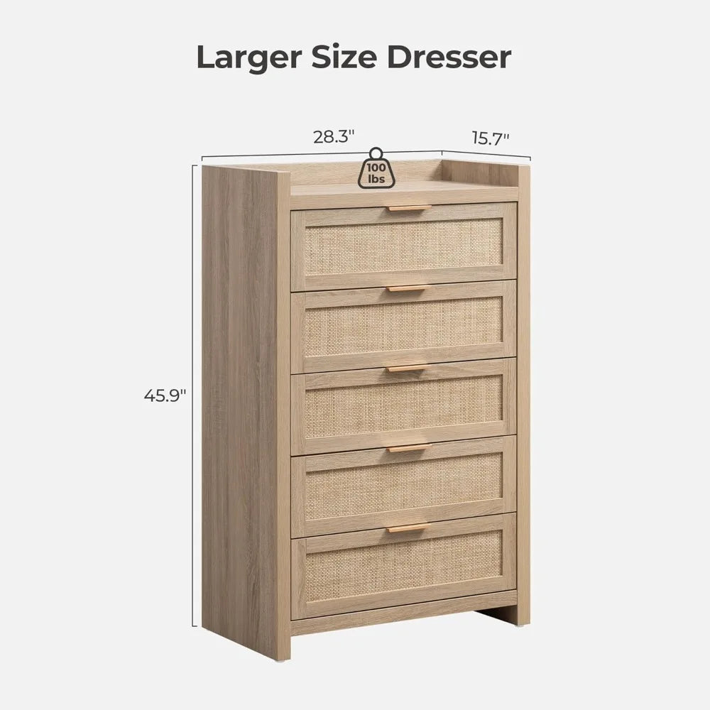 Boho Chic, Spacious, and Functional 46” Tall Dresser