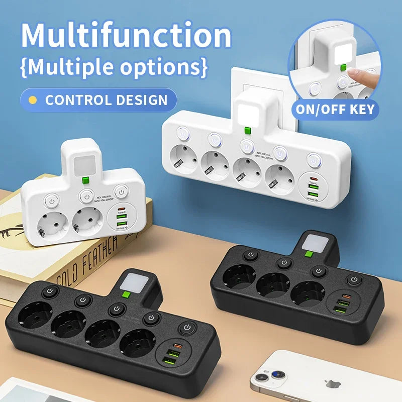 5 Sockets with Optional USB & Type-C Ports
